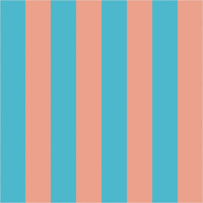 Sky & Coral – Classic Stripe Wallpaper - true-scale 62 cm swatch