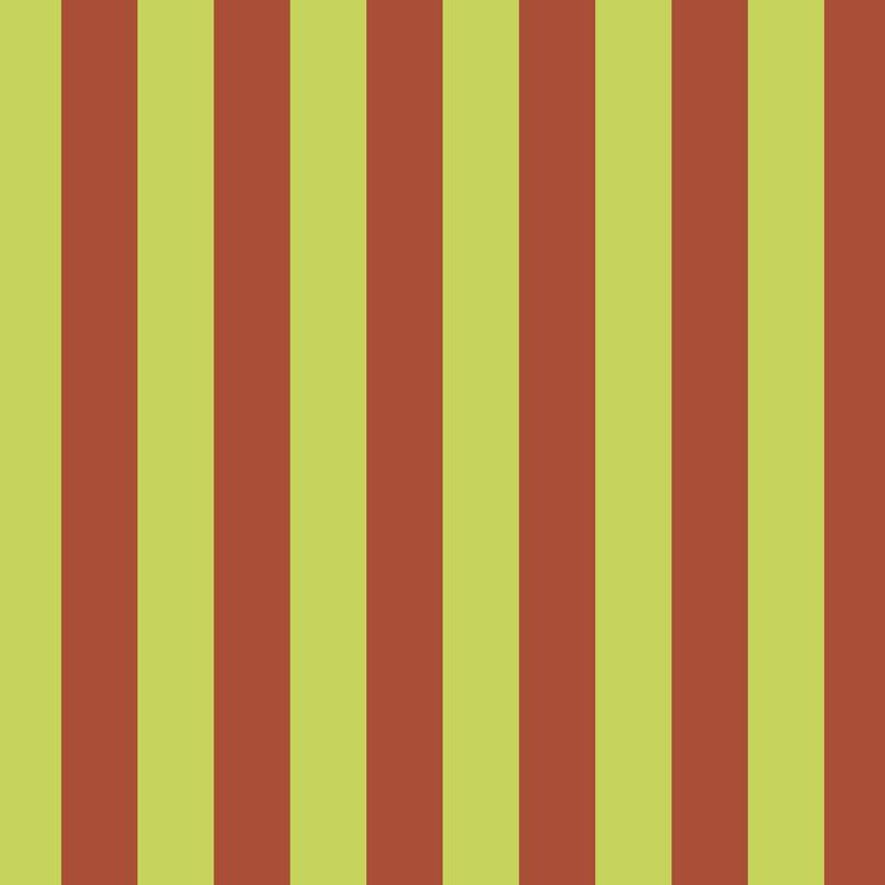 Classic Stripe Wallpaper in Soft Chartreuse & Burnished Rust – bold stripes on a burnished rust ground