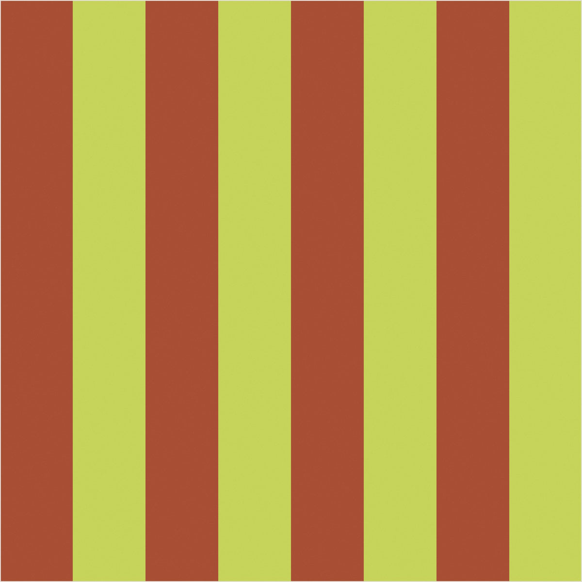 Soft Chartreuse & Burnished Rust classic stripe wallpaper, true-scale 62 cm swatch