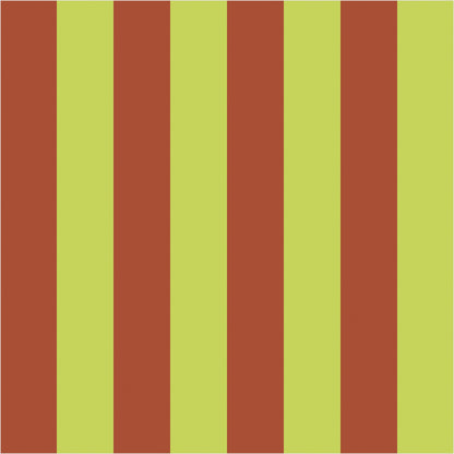 Soft Chartreuse & Burnished Rust classic stripe wallpaper, true-scale 62 cm swatch
