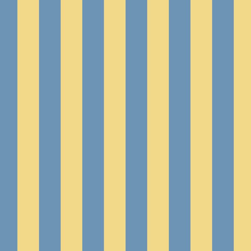 Classic Stripe Wallpaper in Soft Denim & Pale Yellow – bold stripes on a pale yellow ground