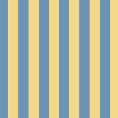 Classic Stripe Wallpaper in Soft Denim & Pale Yellow – bold stripes on a pale yellow ground