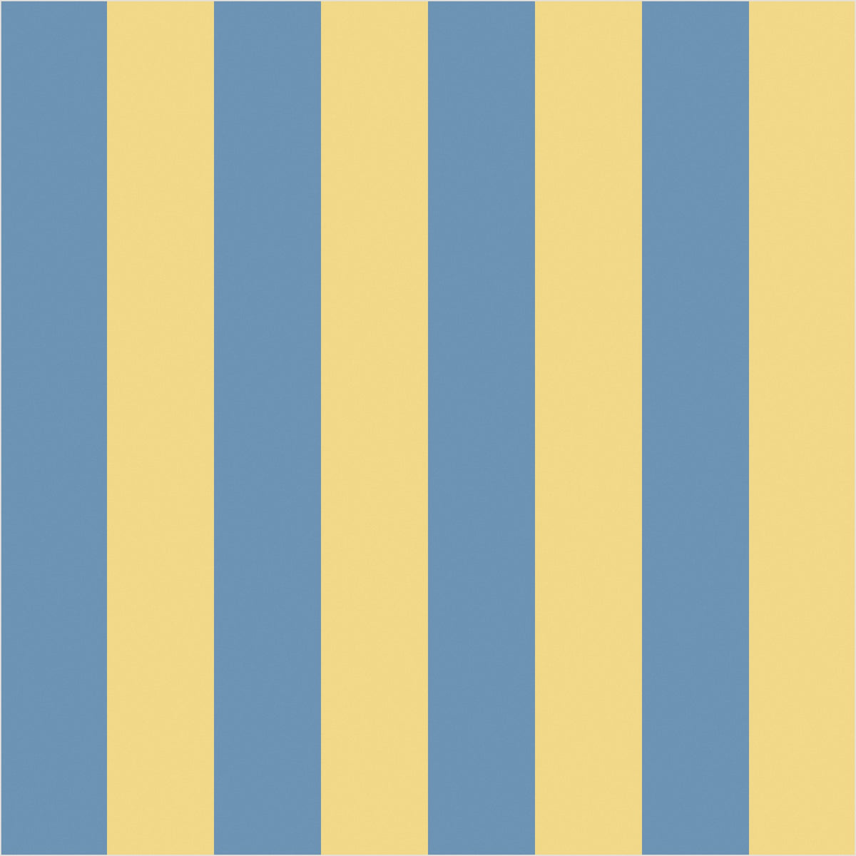 Soft Denim & Pale Yellow classic stripe wallpaper, true-scale 62 cm swatch