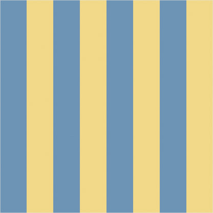 Soft Denim & Pale Yellow classic stripe wallpaper, true-scale 62 cm swatch