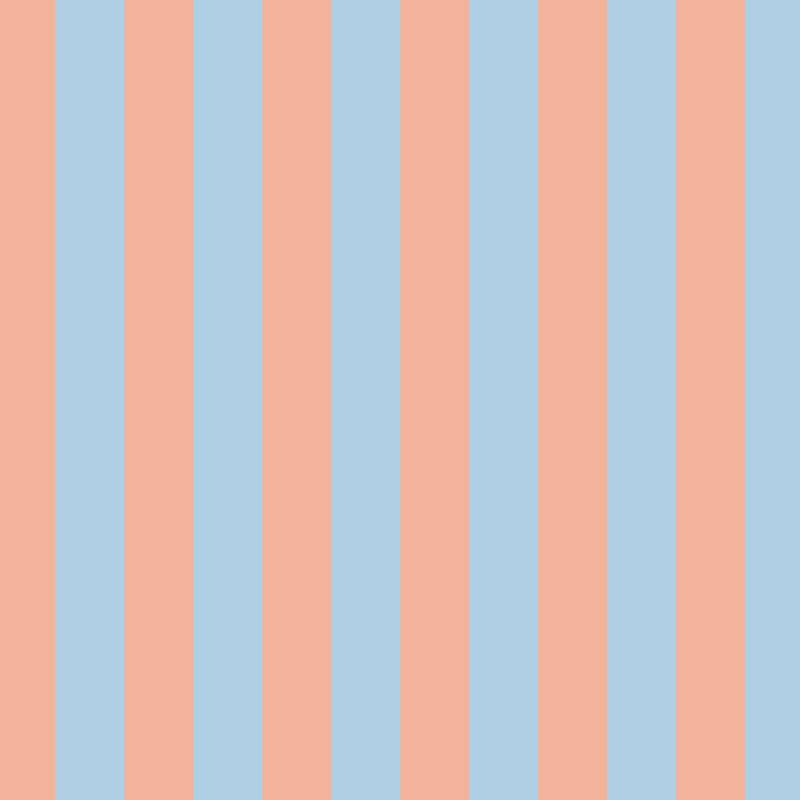 Classic Stripe Wallpaper in Soft Peach & Sky Blue – bold stripes on a sky blue ground