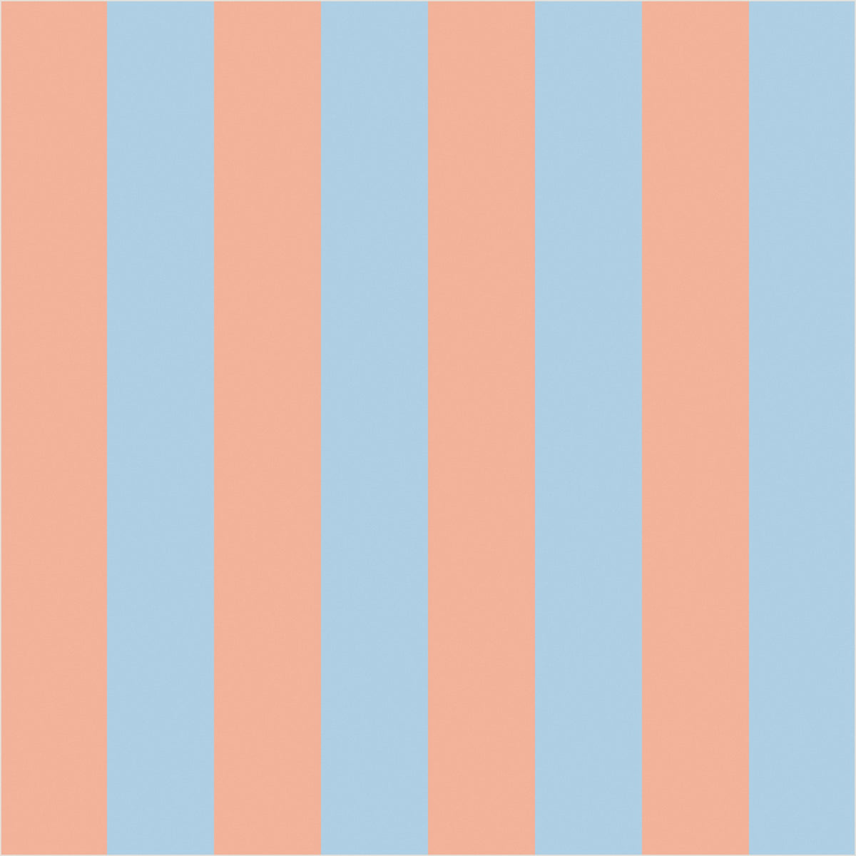 Soft Peach & Sky Blue classic stripe wallpaper, true-scale 62 cm swatch