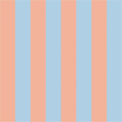 Soft Peach & Sky Blue classic stripe wallpaper, true-scale 62 cm swatch