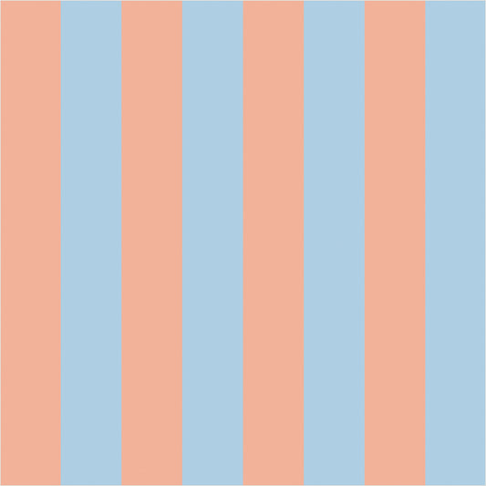 Soft Peach & Sky Blue classic stripe wallpaper, true-scale 62 cm swatch