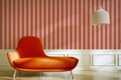 Terracotta & Peach – Classic Stripe Wallpaper styled in a living room