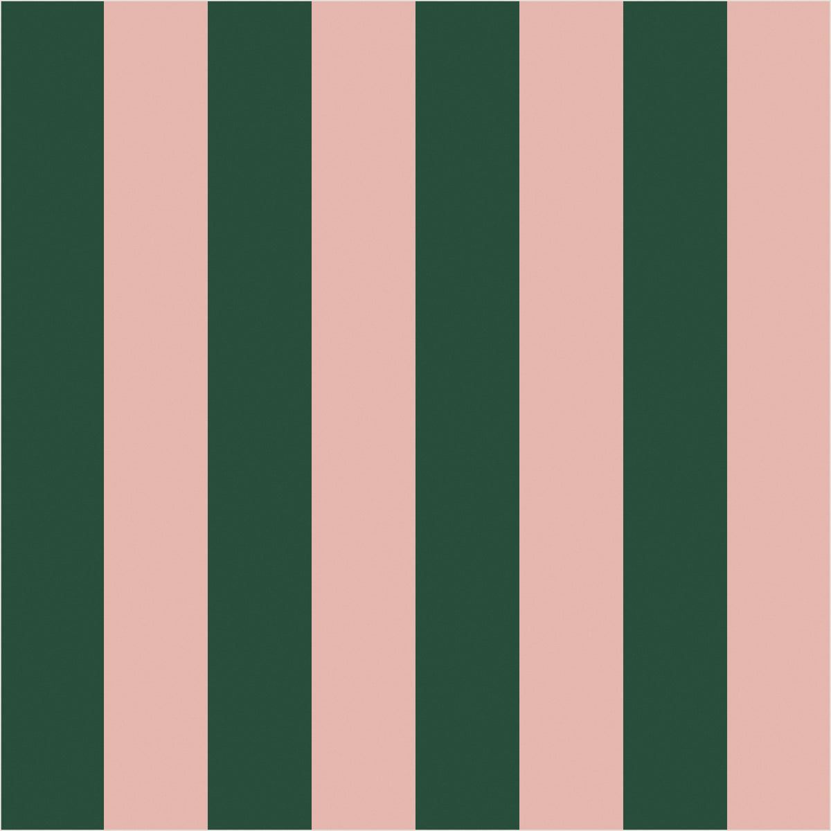 Warm Blush & Forest Green classic stripe wallpaper, true-scale 62 cm swatch