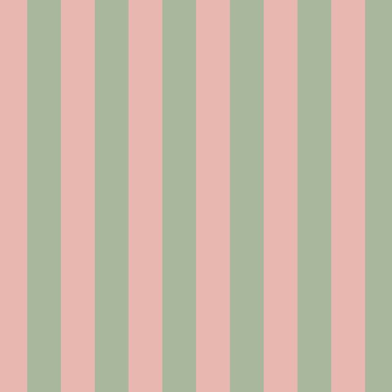 Classic Stripe Wallpaper in Warm Blush & Soft Sage – bold stripes on a soft sage ground
