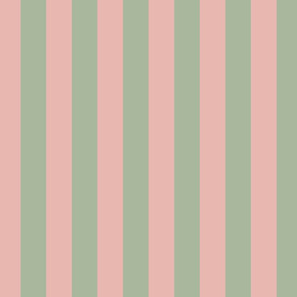 Classic Stripe Wallpaper in Warm Blush & Soft Sage – bold stripes on a soft sage ground