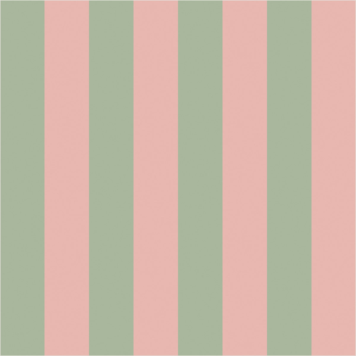 Warm Blush & Soft Sage classic stripe wallpaper, true-scale 62 cm swatch