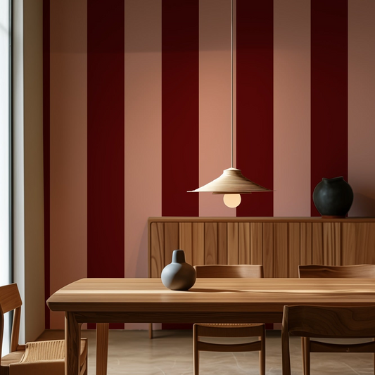 Extra-Wide Stripe Wallpaper – Maroon & Blush
