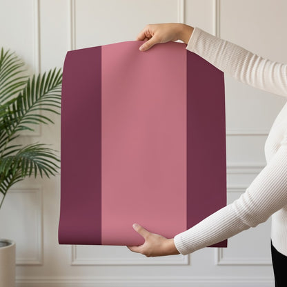Extra-Wide Stripe Wallpaper roll in Merlot & Blush – deep wine stripe on a soft blush ground