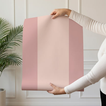 Extra-Wide Stripe Wallpaper roll in Rose & Cream – soft rose stripe on a warm cream ground