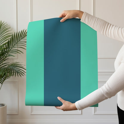 Extra-Wide Stripe Wallpaper roll in Teal & Navy – deep teal stripe on rich navy