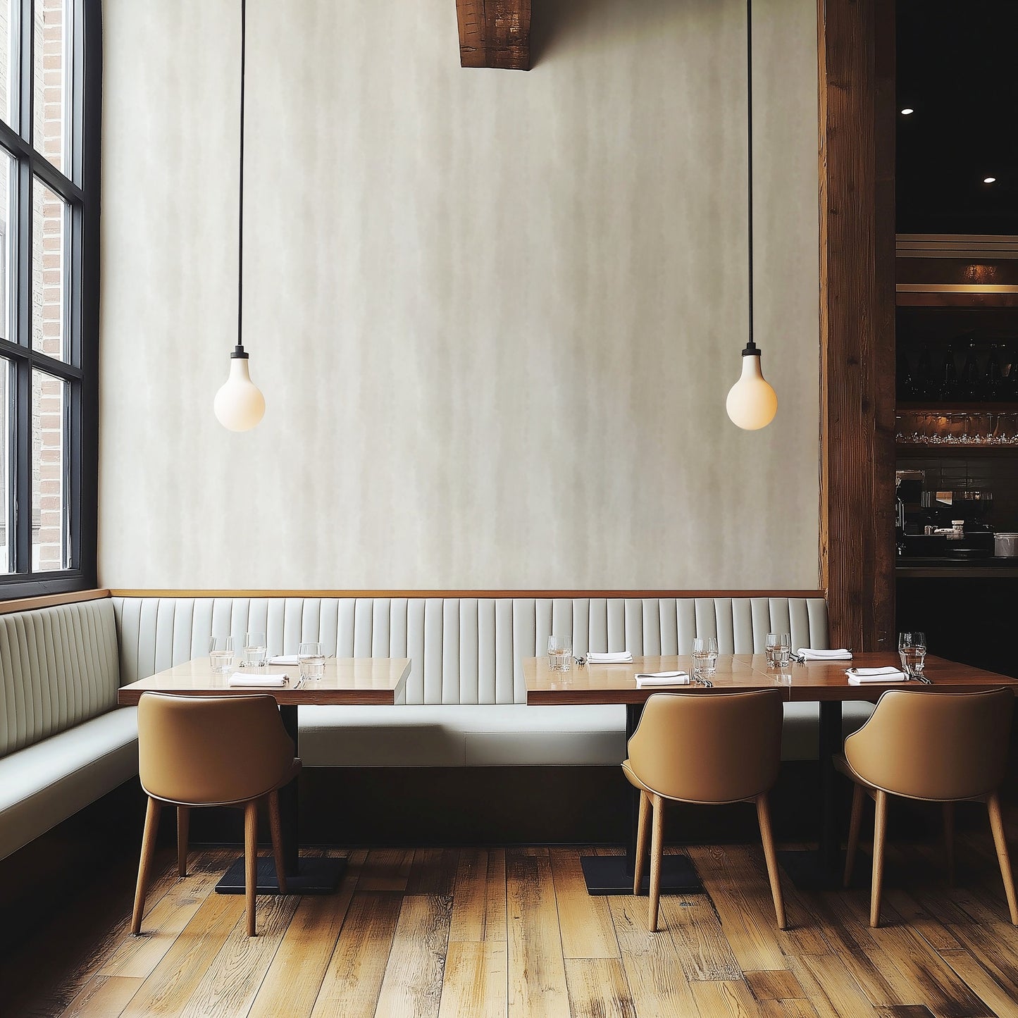 Cloud Dancer wallpaper in a hospitality and commercial space