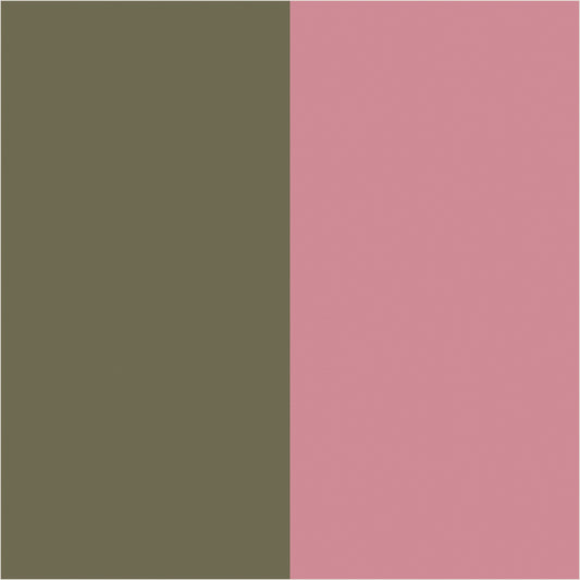 Dusty Rose & Khaki extra-wide stripe wallpaper, true-scale 62 cm swatch