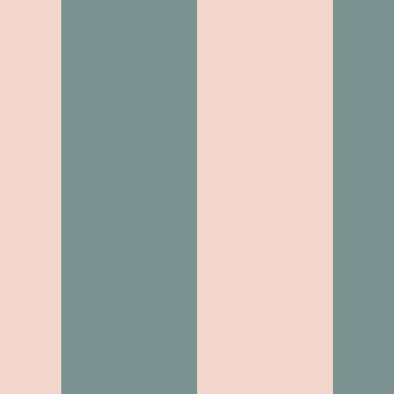 Extra-Wide Stripe Wallpaper in Sage Grey & Apricot Blush – statement, extra-wide stripes on an apricot blush ground