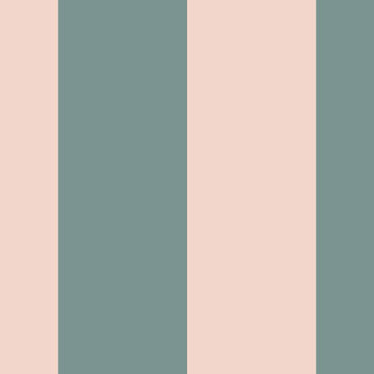 Extra-Wide Stripe Wallpaper in Sage Grey & Apricot Blush – statement, extra-wide stripes on an apricot blush ground
