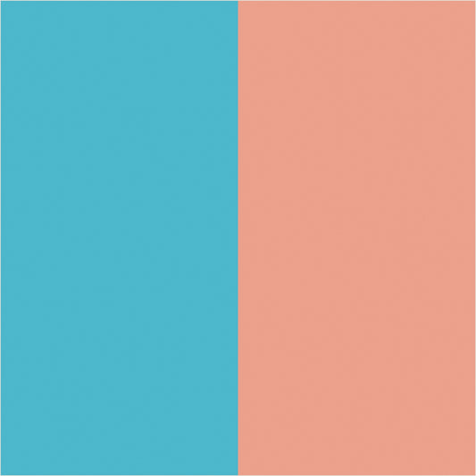 Sky & Coral extra-wide stripe wallpaper, true-scale 62 cm swatch