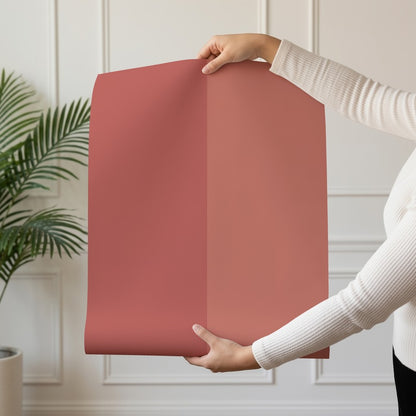 Extra-Wide Stripe Wallpaper roll in Terracotta & Baked Clay – statement, extra-wide stripes on a baked clay ground