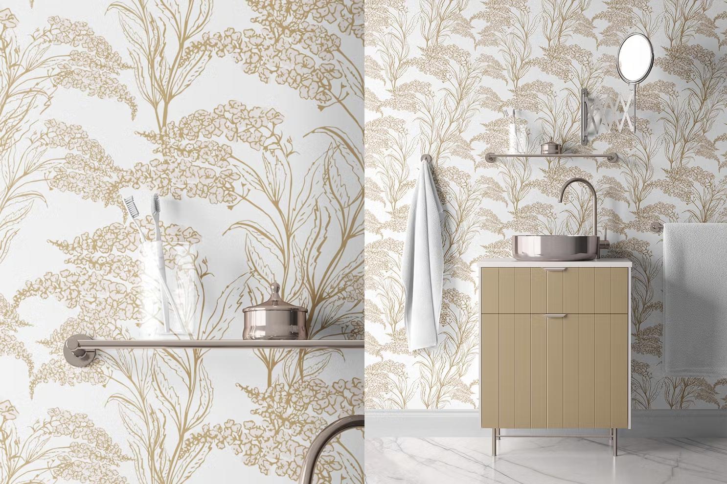 Golden Blossom Flowers-PAMPA Wallcoverings