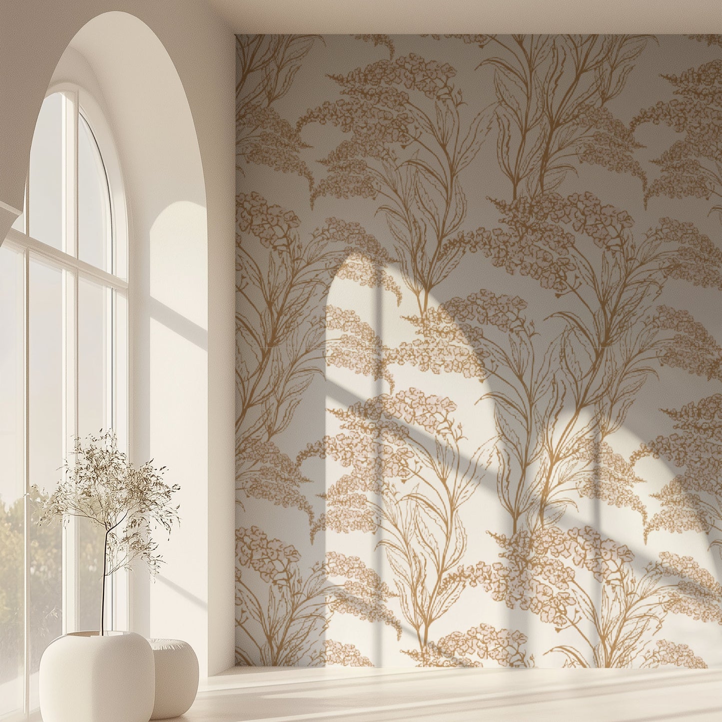 Golden Blossom Flowers-PAMPA Wallcoverings
