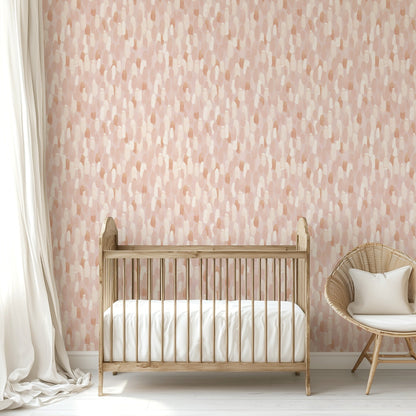 Golden Brushes abstract gold brushstroke wallpaper in a nursery