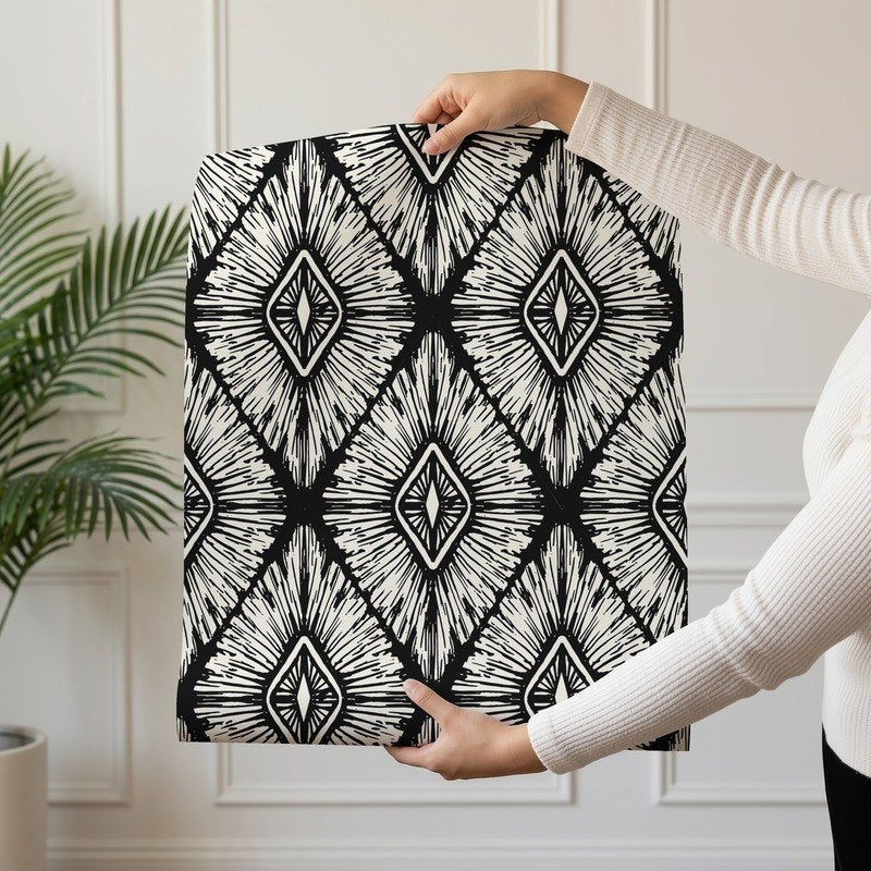 Hand Drawn Ornament black and white ornamental wallpaper shown on a single wallpaper drop