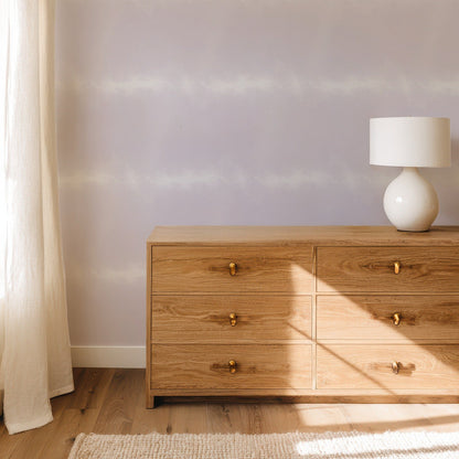 Lilac Ombre soft wallpaper in a calm, restful bedroom