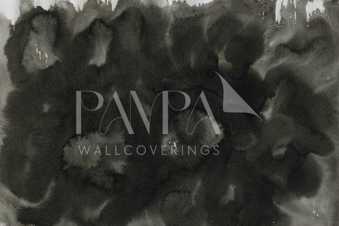 Nocturne Bloom large-scale abstract watercolour bloom wall mural in warm charcoal