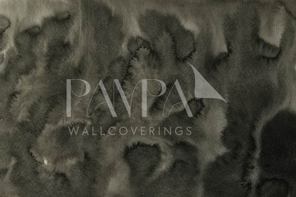 Nocturne Drift abstract watercolour wall mural in warm charcoal and smoke grey
