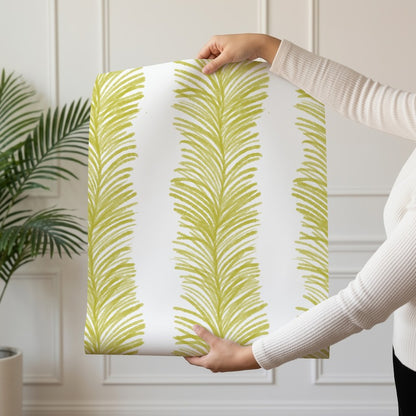 Olive Ferns wallpaper roll drop showing the trailing olive fern repeat