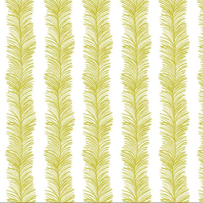 Olive Ferns wallpaper design — trailing fern fronds in rich olive-green on a soft white ground
