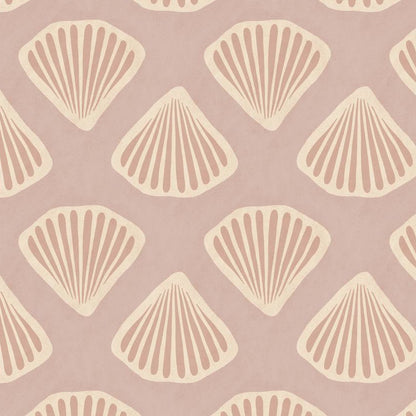 Pearl Tide wallpaper design — soft beaded vertical stripe in dusty blush-pink on a pale pearl ground