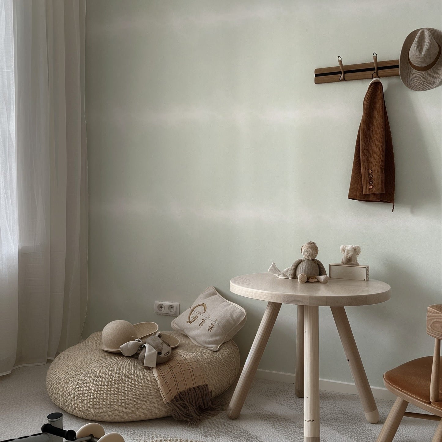 Sage Green Ombre wallpaper in a soft children's bedroom