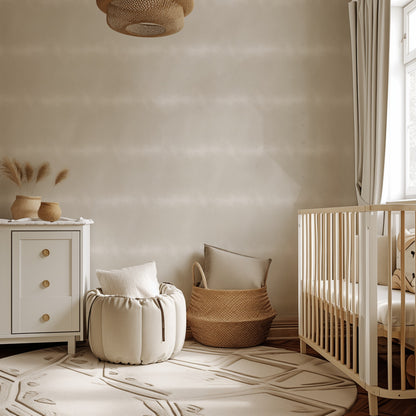 Sage Ombre wallpaper in a gentle, softly lit nursery