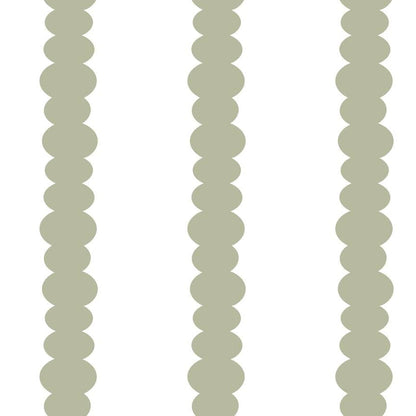 Sage Scallop wallpaper design — columns of rounded scallops in soft sage green on white