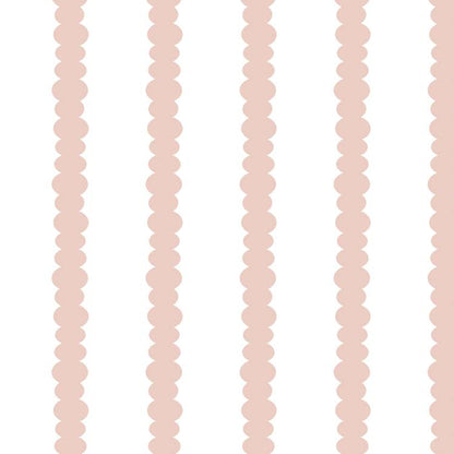 Scalloped Stripes Blush wallpaper design — fine scalloped pinstripe in soft blush-pink on white