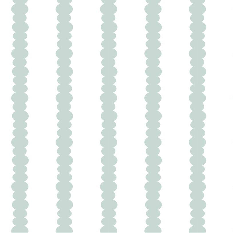 Scalloped Stripes Mint wallpaper design — fine scalloped pinstripe in soft mint-green on white