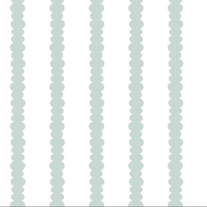Scalloped Stripes Mint wallpaper design — fine scalloped pinstripe in soft mint-green on white