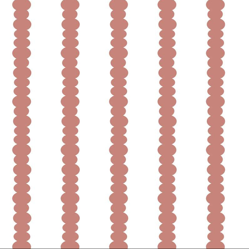 Scalloped Stripes Terracotta wallpaper design — fine scalloped pinstripe in warm terracotta on white