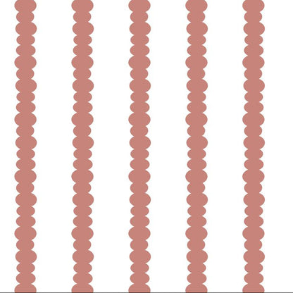 Scalloped Stripes Terracotta wallpaper design — fine scalloped pinstripe in warm terracotta on white