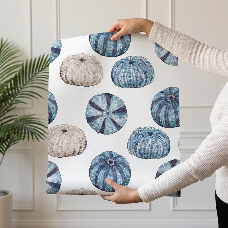 Sea Urchins coastal sea urchin wallpaper shown on a single wallpaper drop