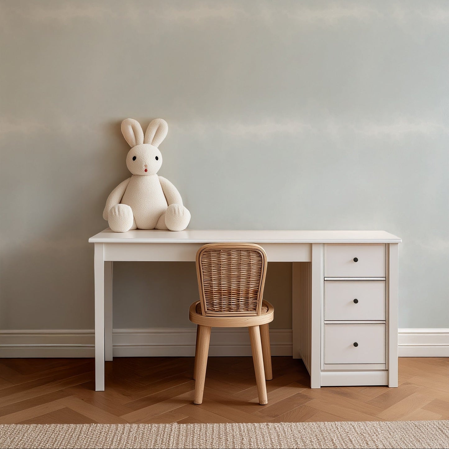 Sky Ombre soft sky wallpaper in a children's room