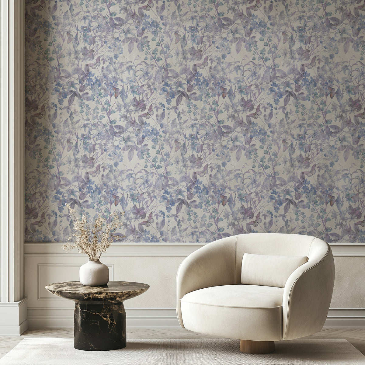 Subtle Butterflies 2 soft kids wallpaper with delicate butterfly motifs in a living room