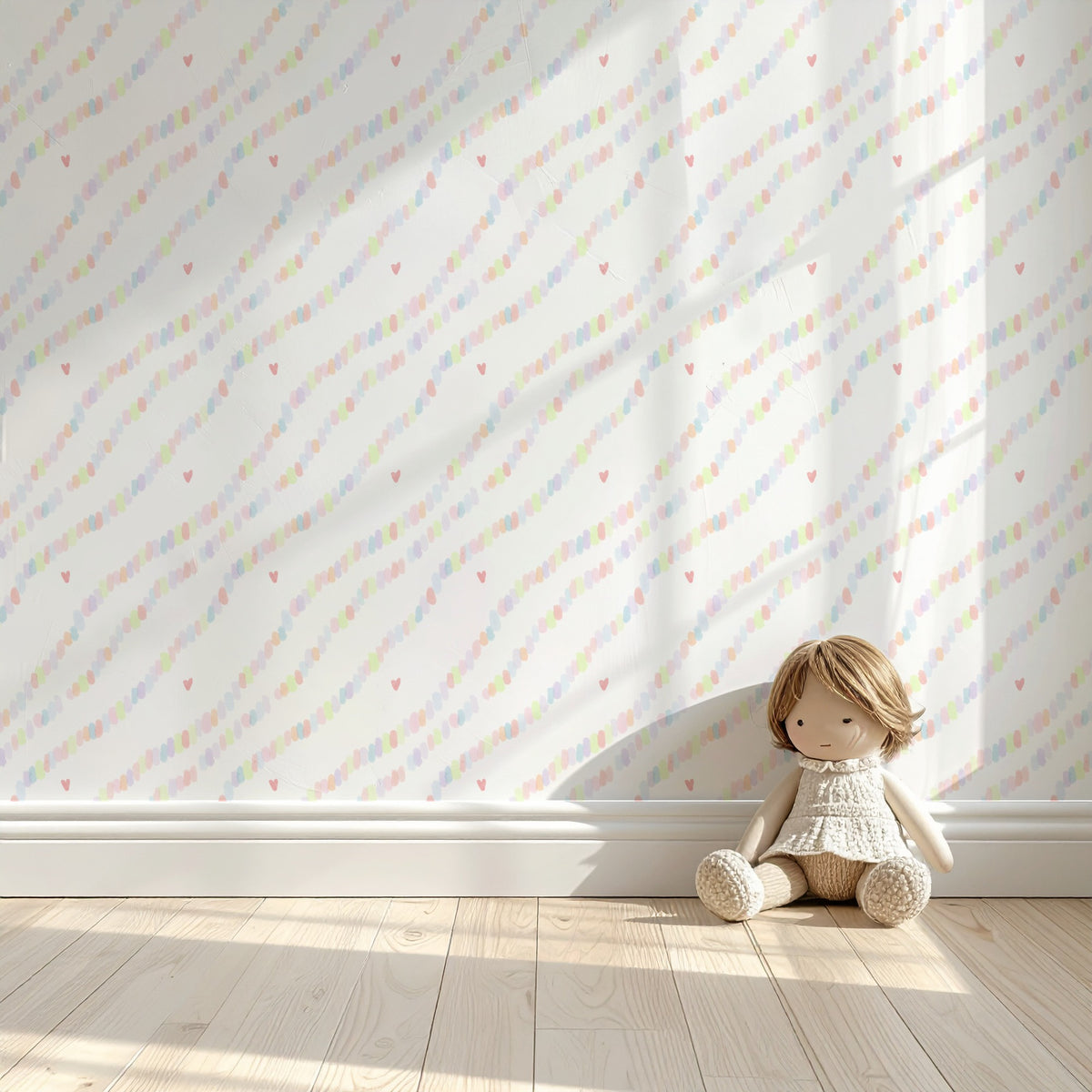 Sweetheart Confetti pastel confetti wallpaper in a sweet nursery