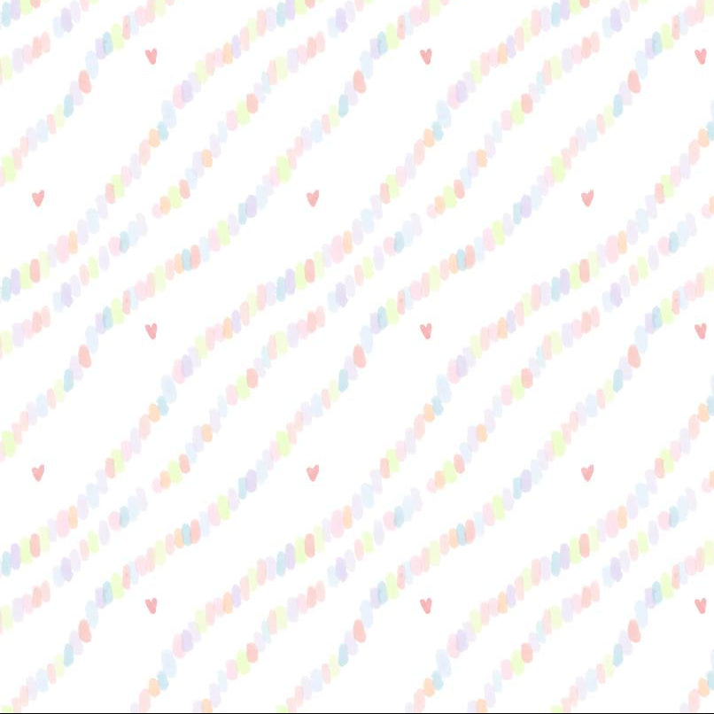 Sweetheart Confetti wallpaper design — pastel watercolour confetti dashes and tiny hearts on white
